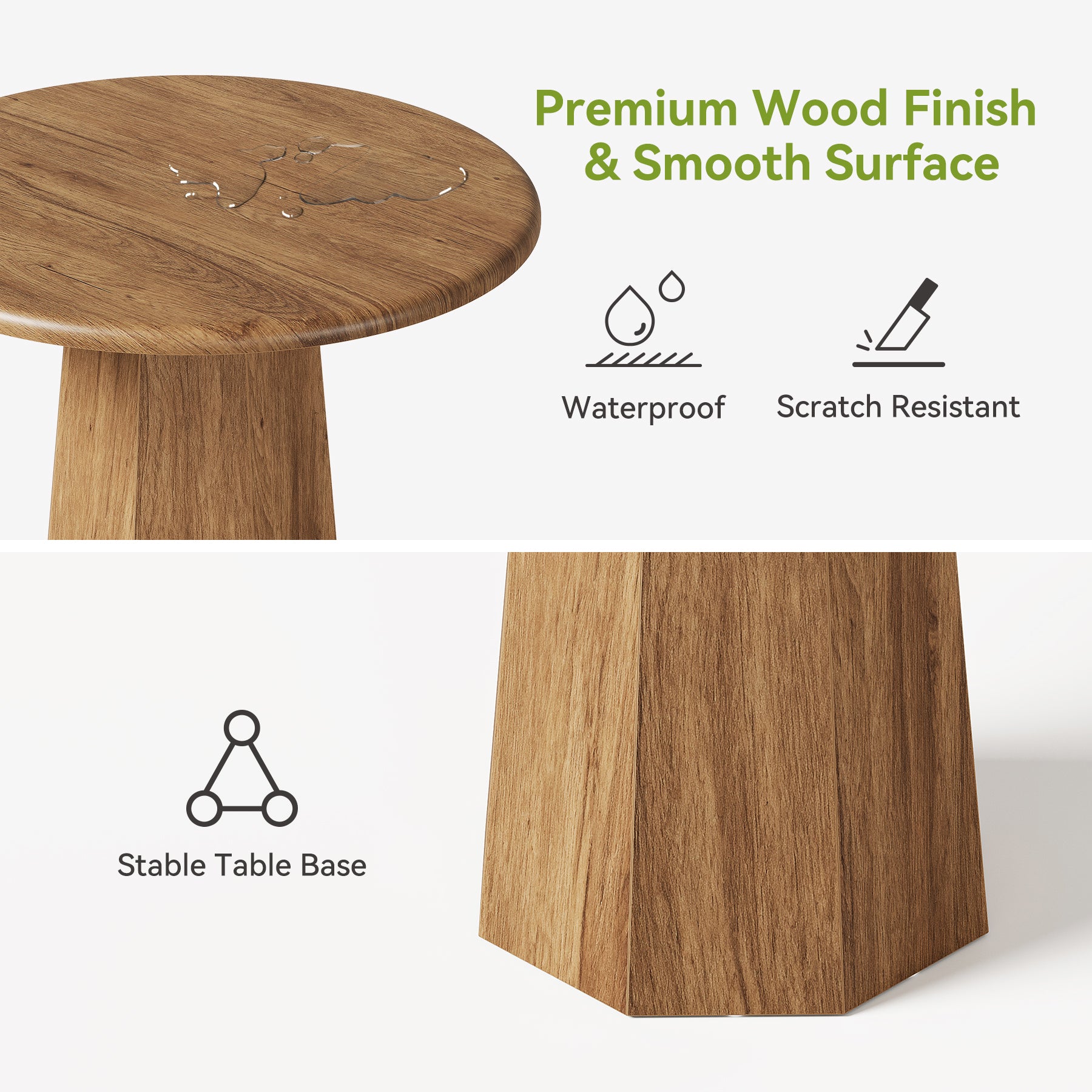 31.5" Round Dining Table for 4, Small Dinner Table with Octagonal Base for Dining Room