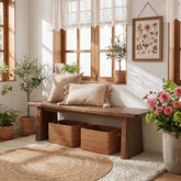 55" Entryway Bench, Solid Wood End of Bed Bench Dining Bench 3
