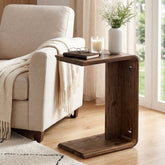 C-Shaped Solid Wood End Table, Narrow Side Table for Living Room and Bedroom 3