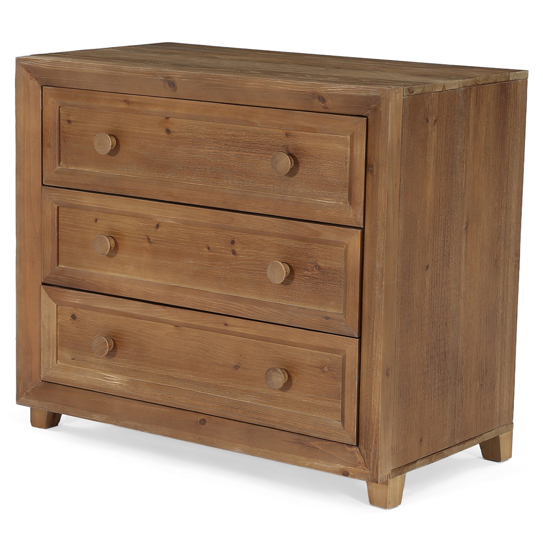 31.5" Wide Nightstand, Solid Wood Bedside Table with 3 Drawers
