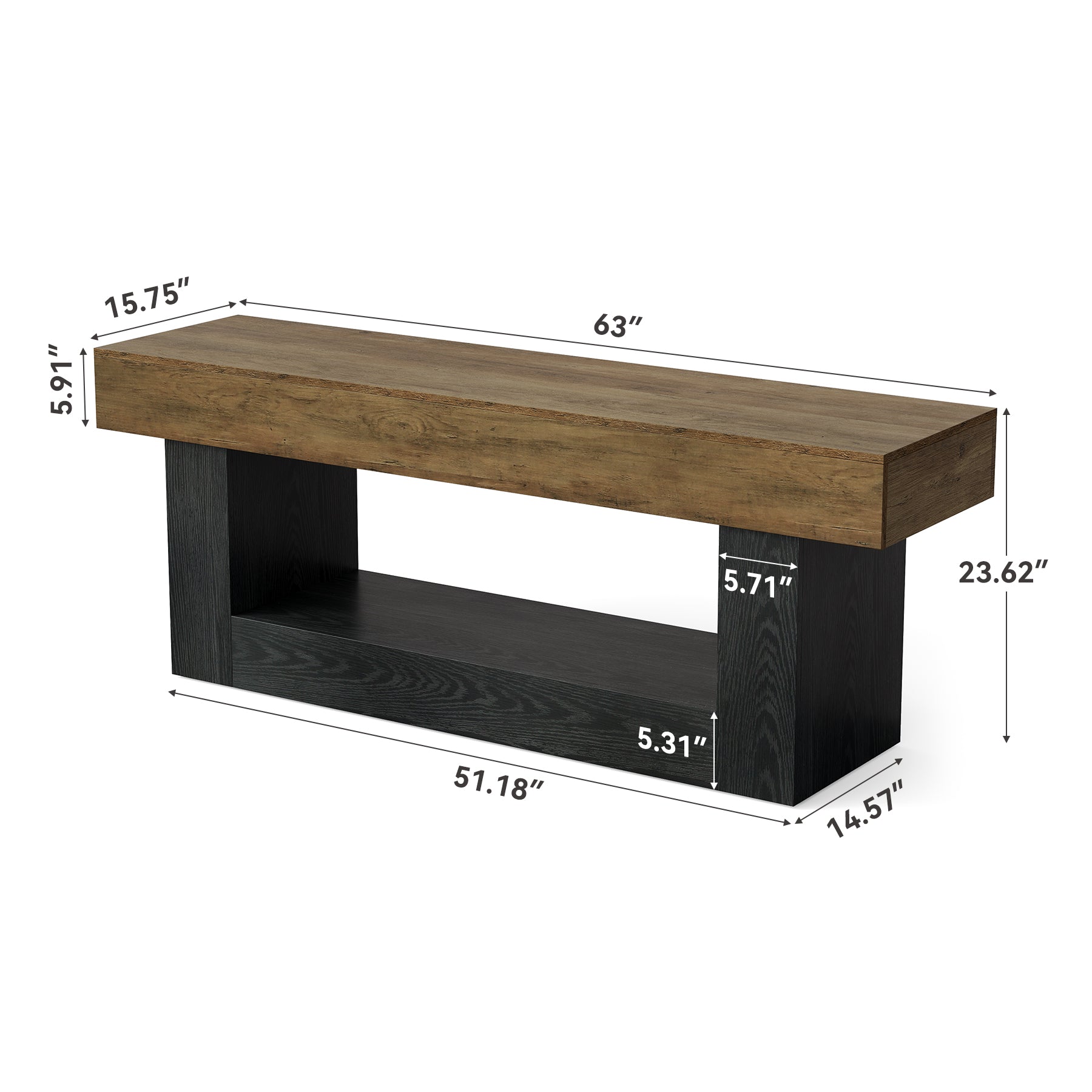 63" TV Stand for TVs Up to 70", Entertainment Center with Open Storage Shelf