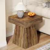 19.6" End Table, Square Side Table Small Nightstand with Wide Base Tribesigns 3