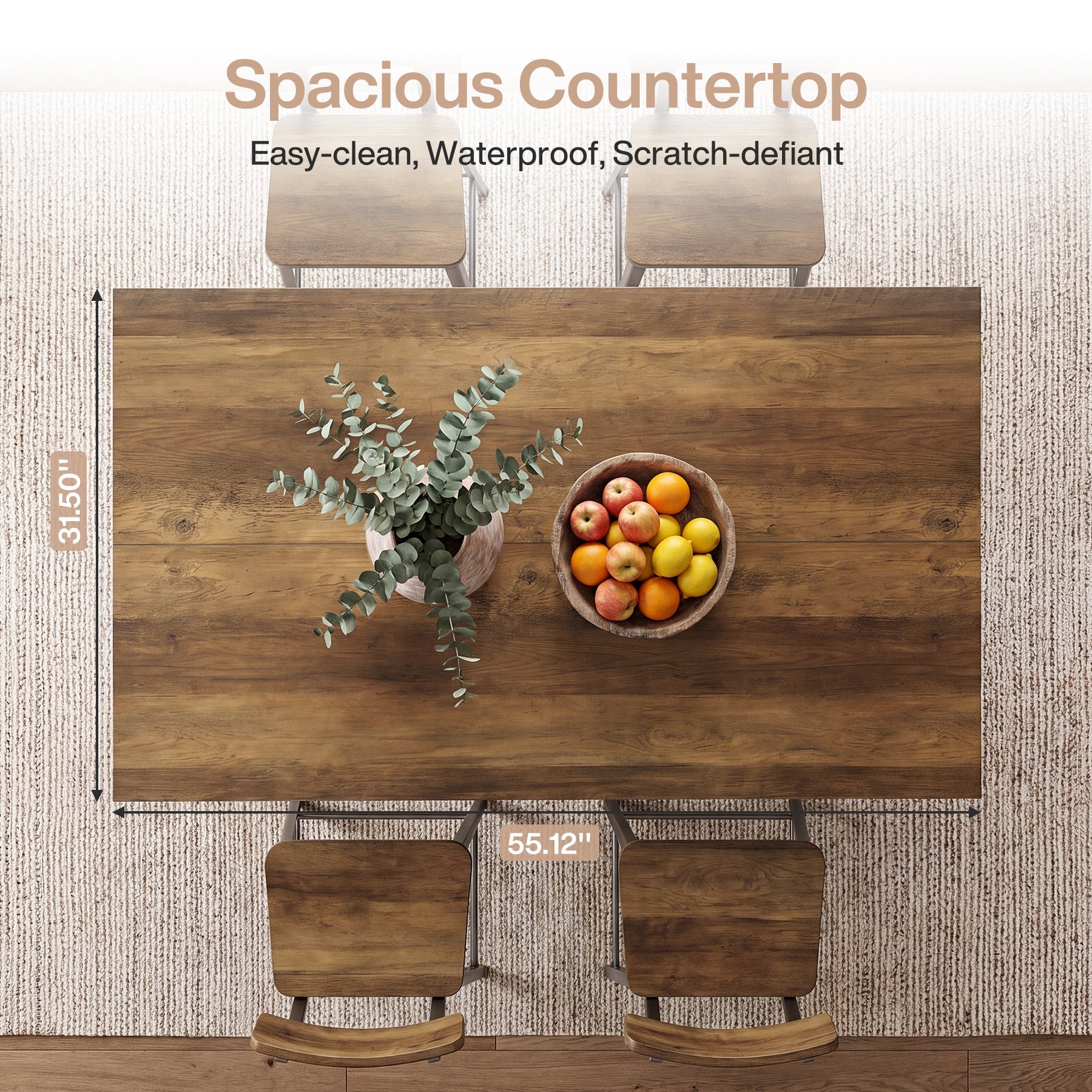 55" Kitchen Island with Storage Shelves, Farmhouse Island Table for Dining Room