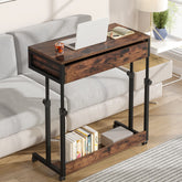 Height Adjustable Desk, Mobile Side Table Portable Desk with Drawers Tribesigns 3