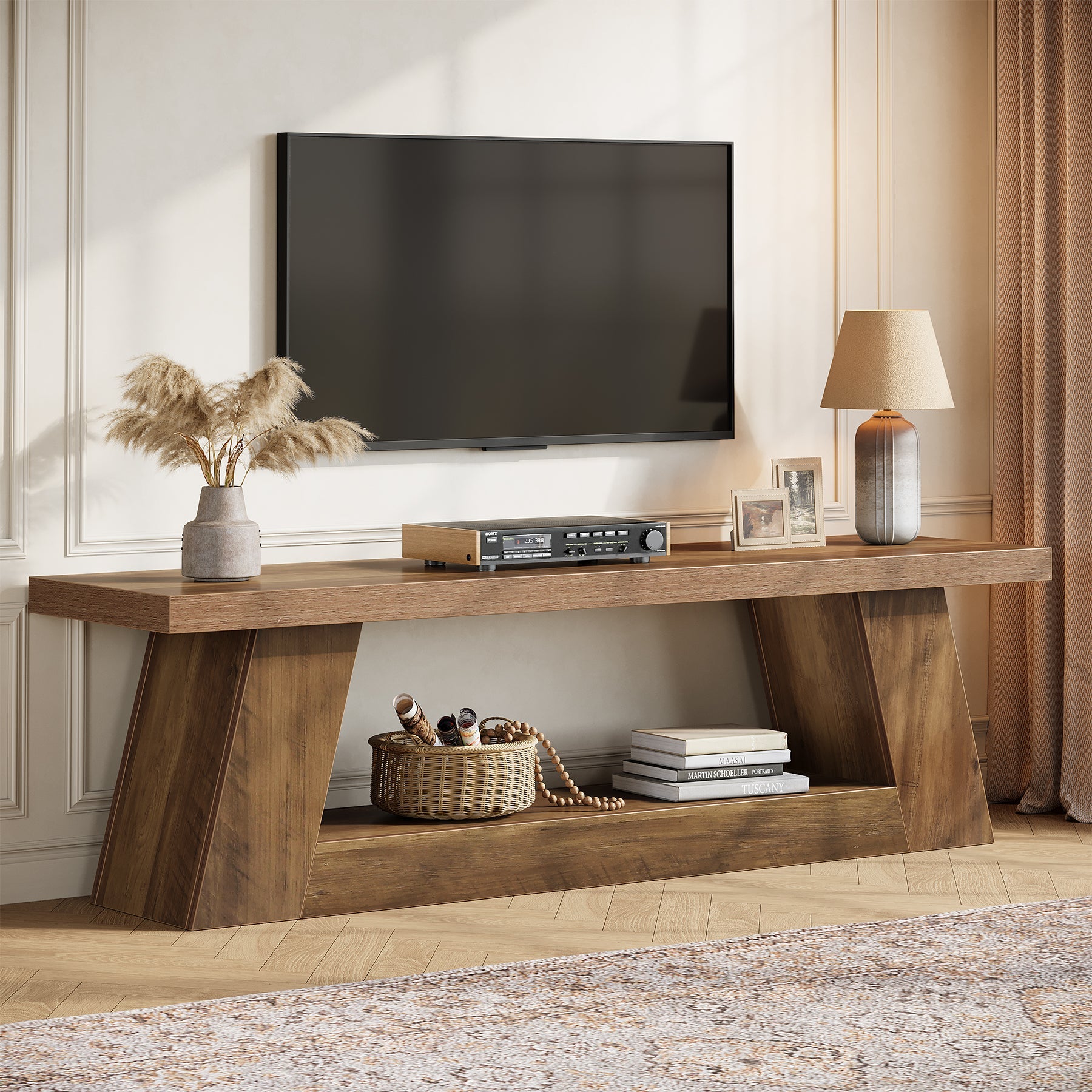 63" TV Stand for  UP to 75" TVs, Media TV Console with Storage Shelves