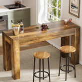 63" Long Bar Table, Rectangular Counter Height Pub Table with Sturdy Legs 3