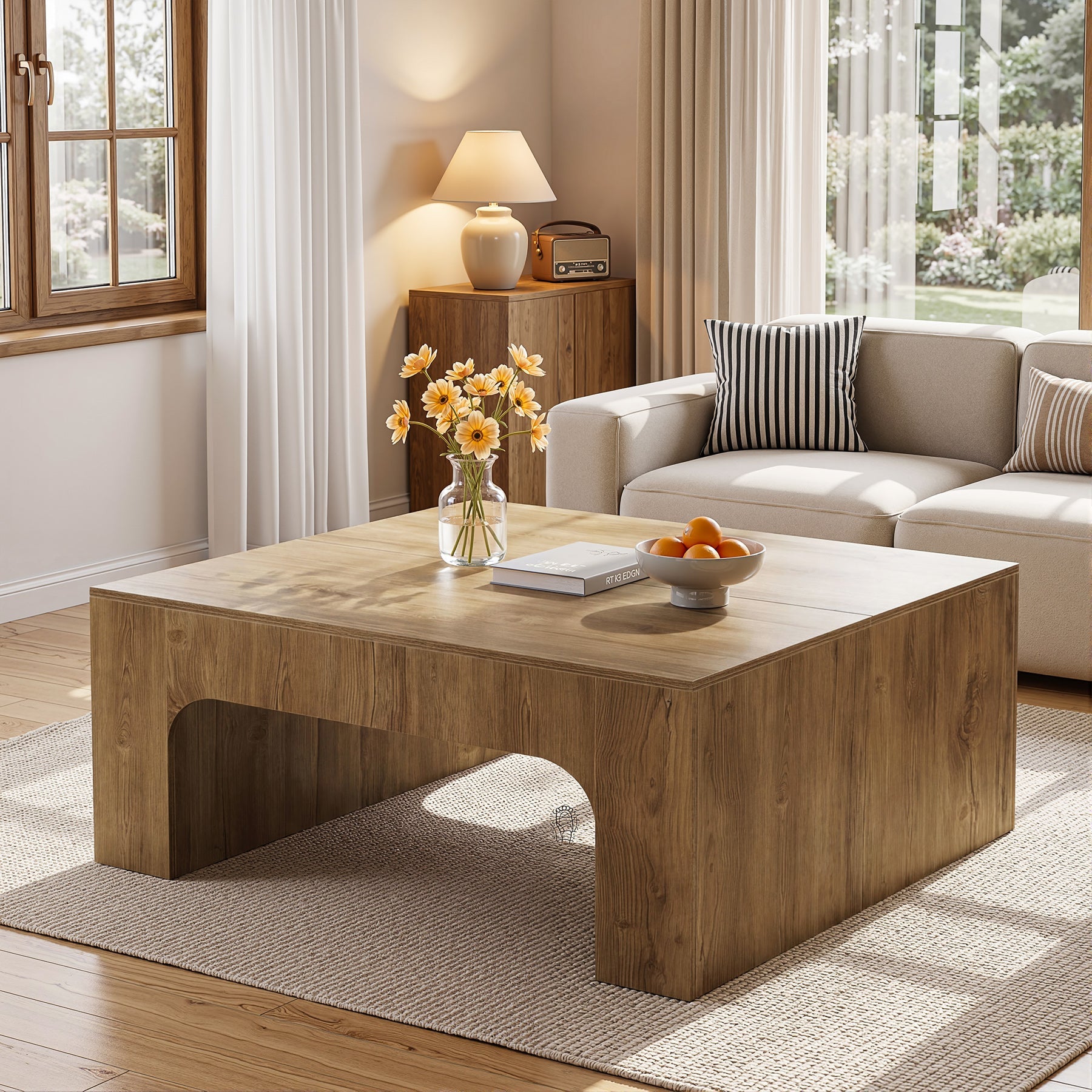 39" Square Coffee Table, Farmhouse Center Table for Living Room