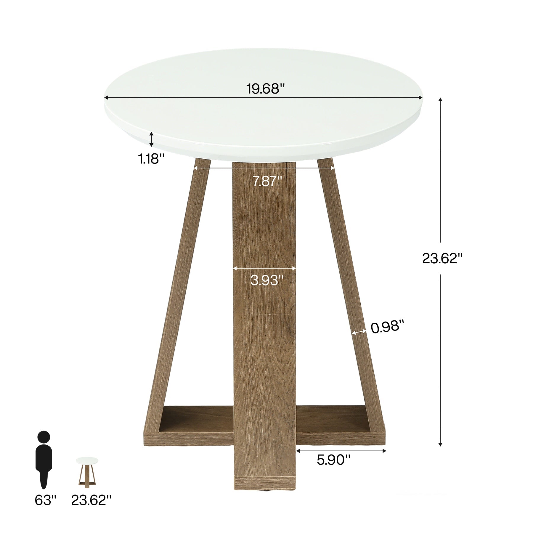Round End Table, Modern Side Table Small Accent Table for Living Room