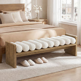 59'' Entryway Bench with Boucle Cushion, Upholstered Fabric End of Bed Bench for Hallway 3