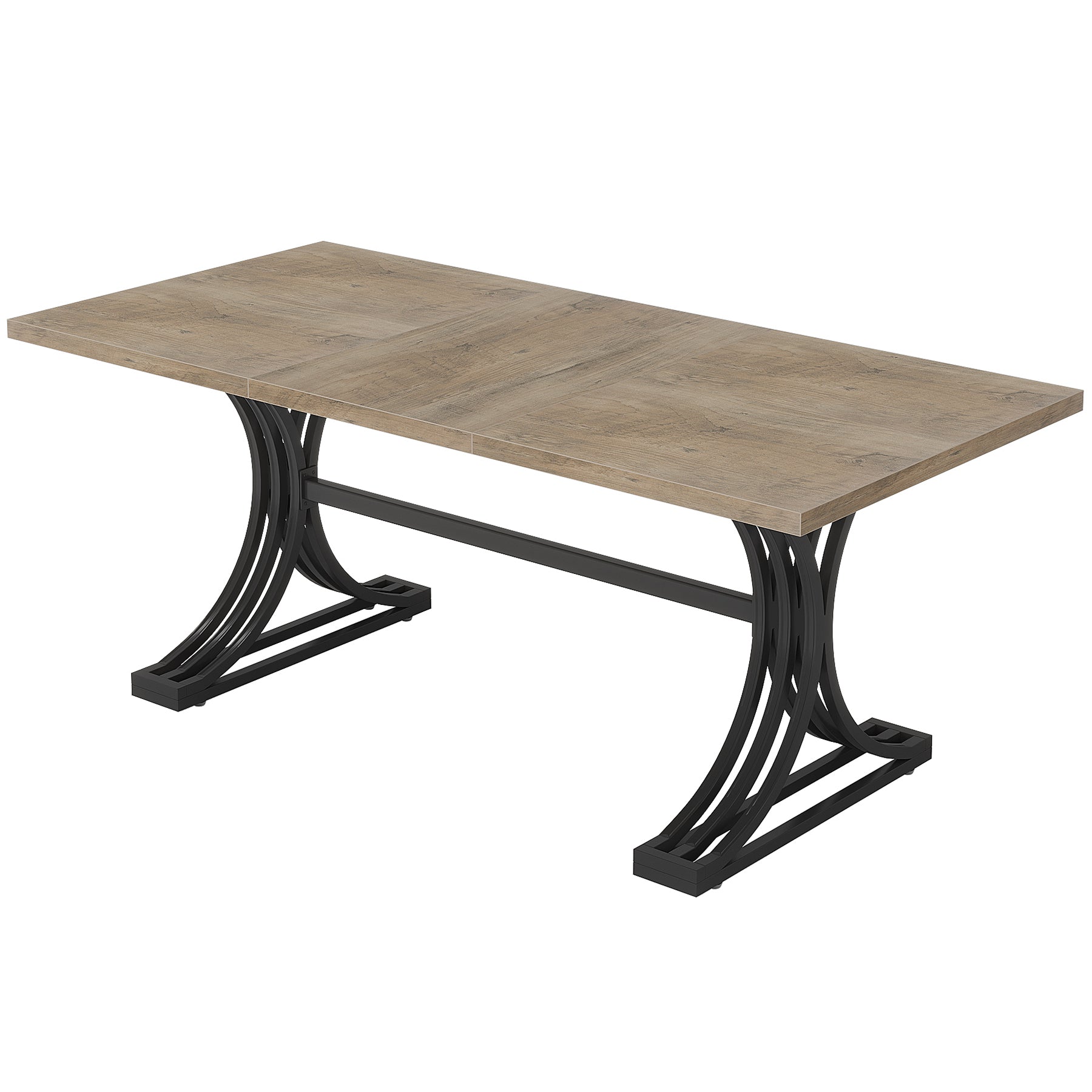 63" Modern Dining Table with Faux Marble Tabletop & Metal Legs