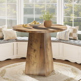 31.5" Round Dining Room, Farmhouse Kitchen Dinner Table with Square Base Tribesigns 3
