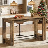 63" Bar Table Counter Height Pub Table with Metal Footrests 3