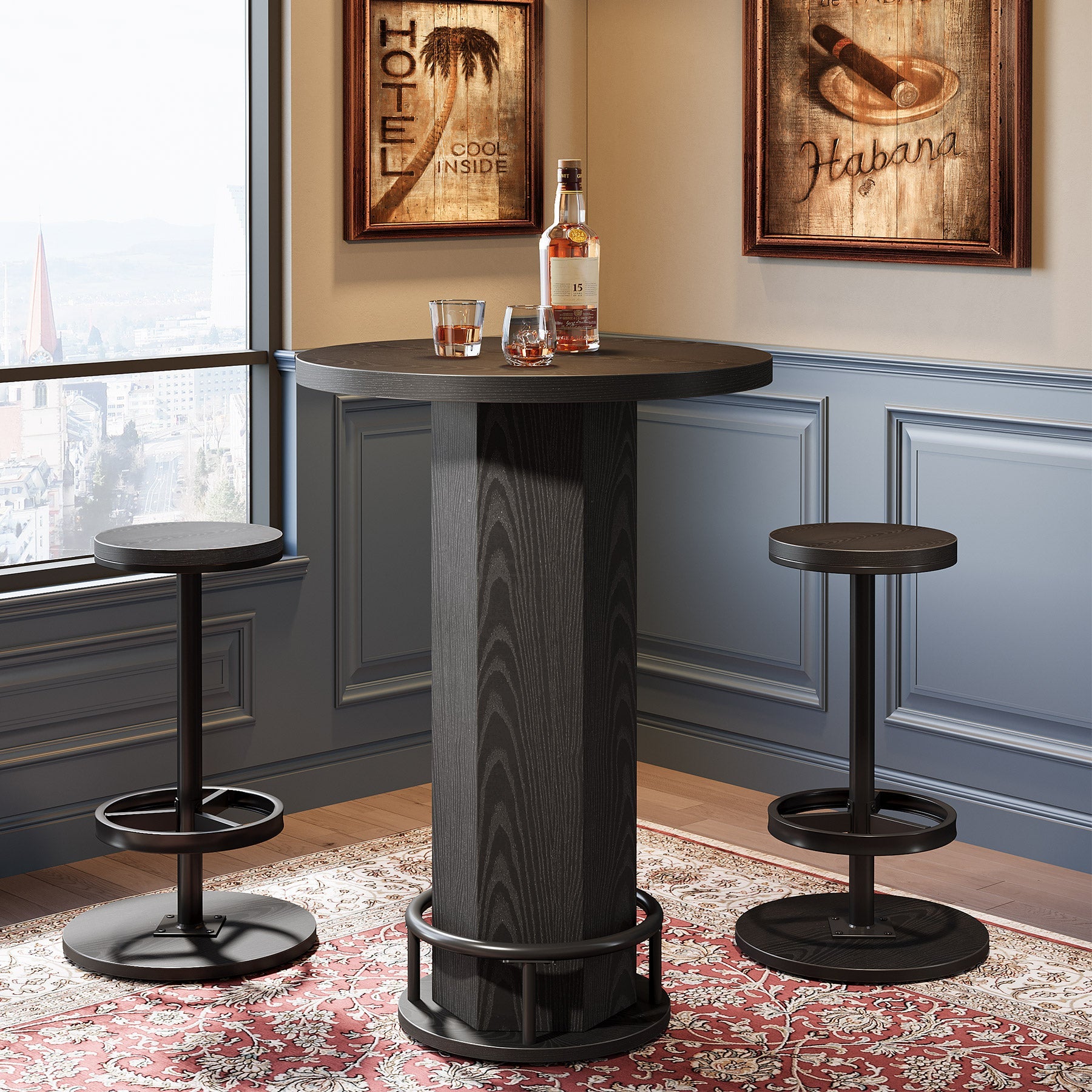 Bistro Sets with 2 Barstools, Pub Cocktail Table Bar Table with Chairs