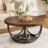 Round Coffee Table, 31.5" Circle Accent Cocktail Table with Storage Shelf 3