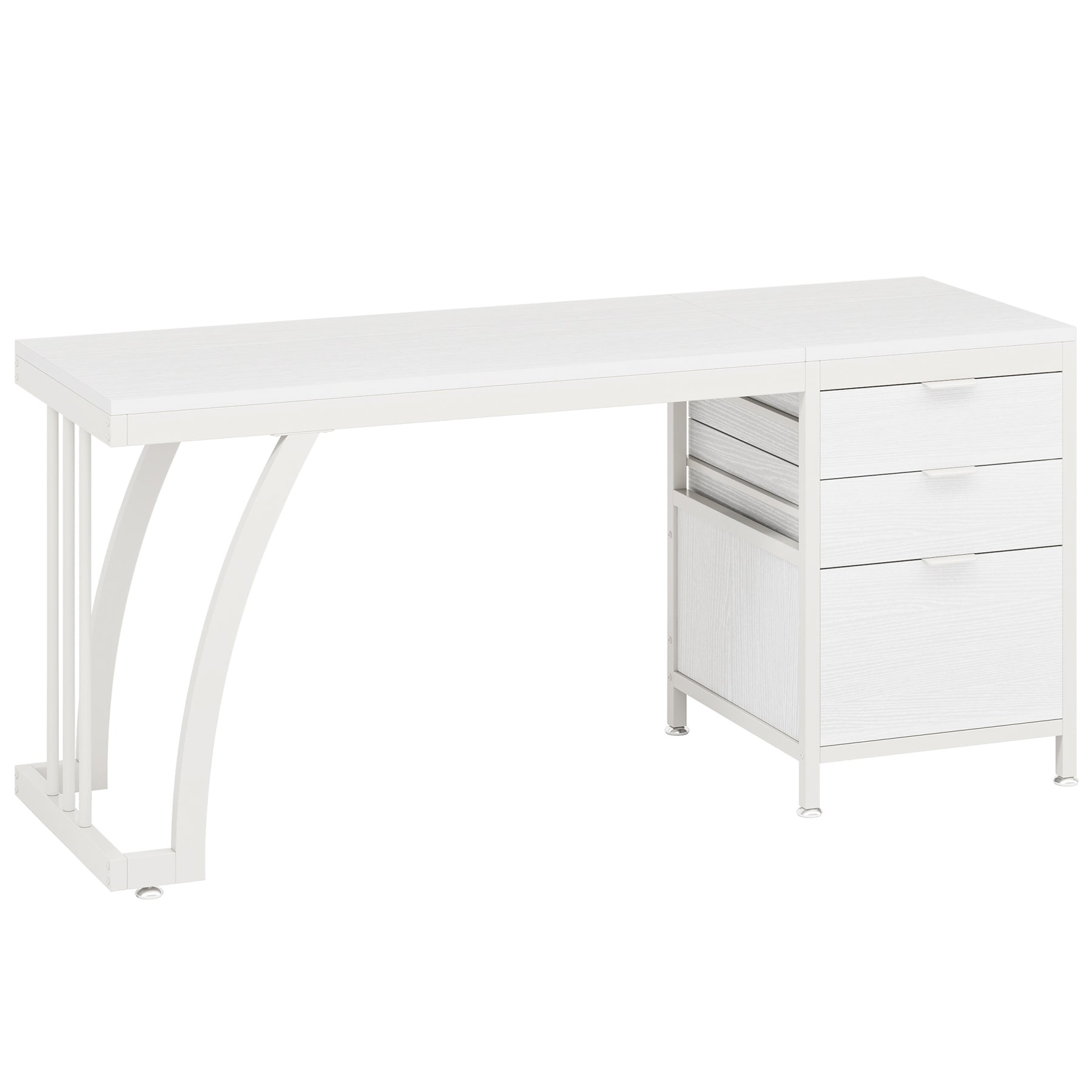 Industrial Computer Desk, 59" Study Desk with Reversible Drawer Cabinet Tribesigns
