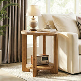 Solid Wood  Round End Table, 2-Tier Accent Side Table for Small Spaces 3