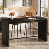 63" Bar Table, Rectangular Counter Height Pub Table with Metal Footrest 3