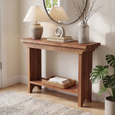 Solid Wood Console Table, 39.4" Entryway Sofa Table with Lower Shelf for Hallway 3