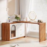 Modern Makeup Vanity, Dressing Table with 3 Drawers and Cabinet 3