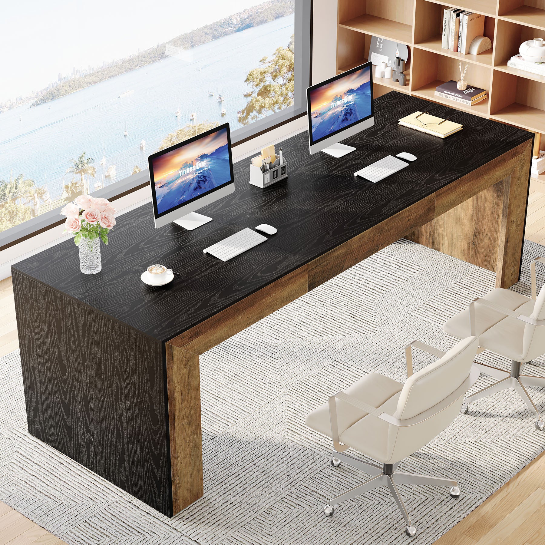 78.7" Computer Desk for 2 People, Farmhouse Executive Desk for Home Office