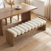 59'' Dining Bench, Upholstered Fabric Kitchen Bench for Dining Room(Removable Cushion) 3