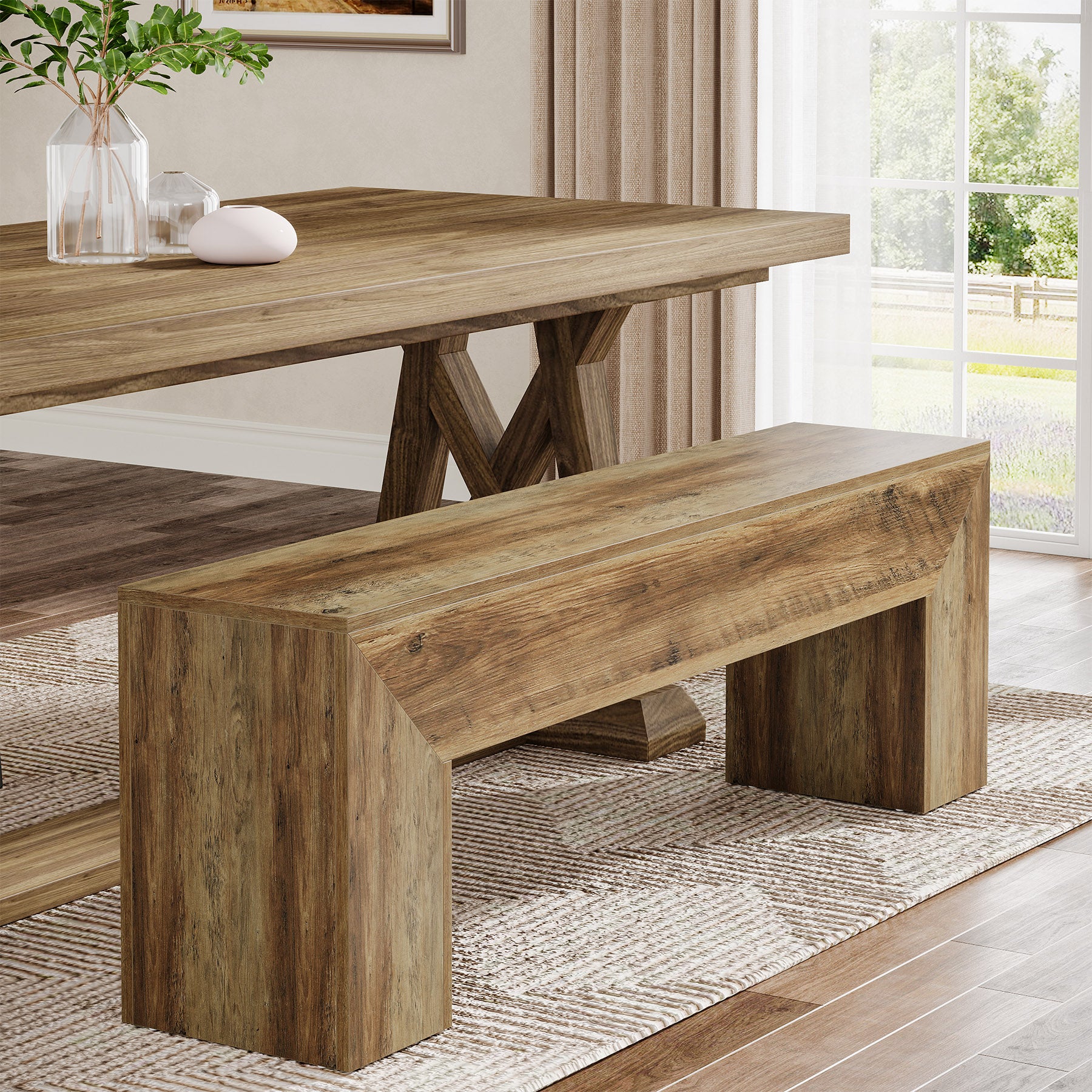 47" Entryway Bench, Farmhouse Dining Bench End of Bed Bench