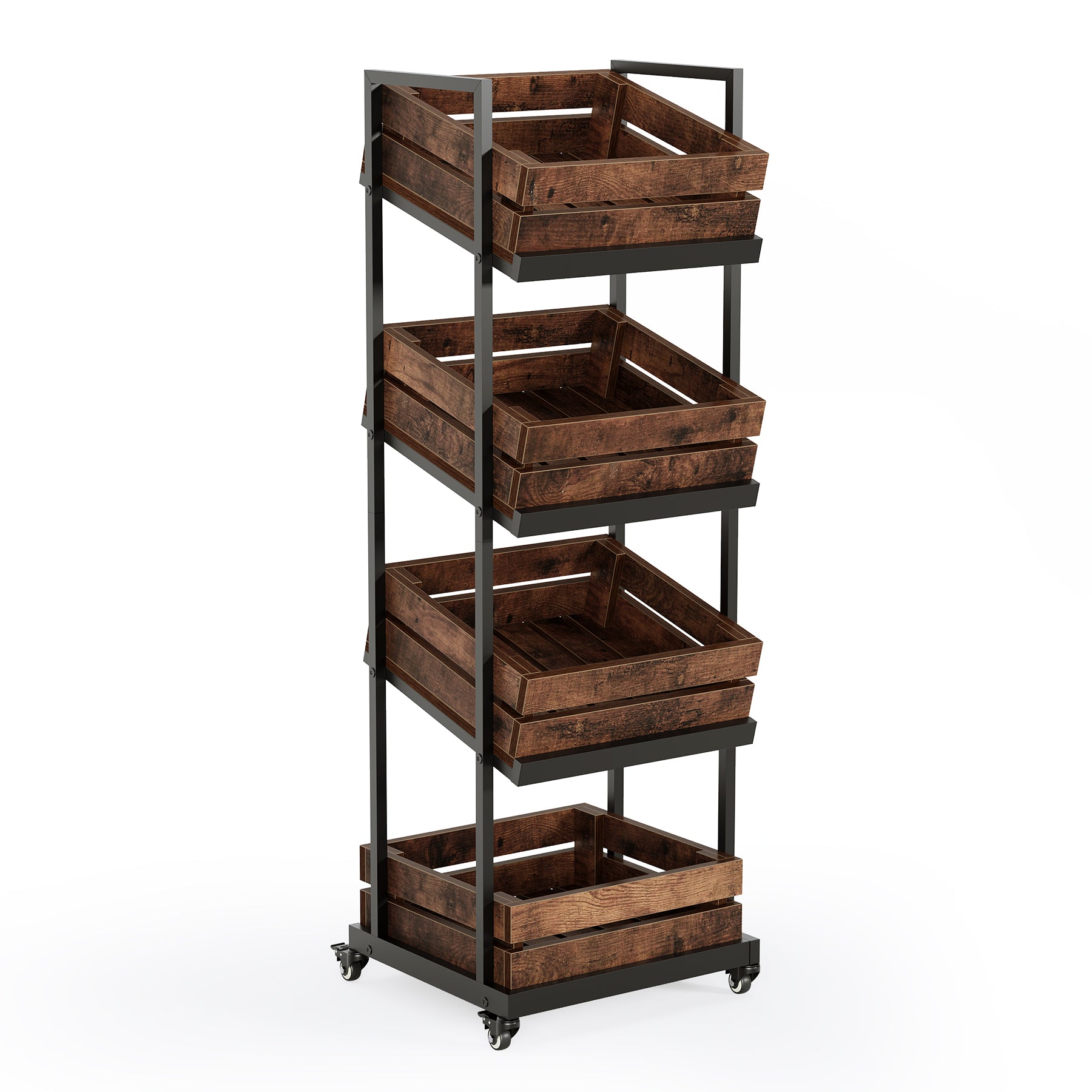 4-Tier Kitchen Cart with Wheels, Mobile Fruit and Vegetable Storage Cart