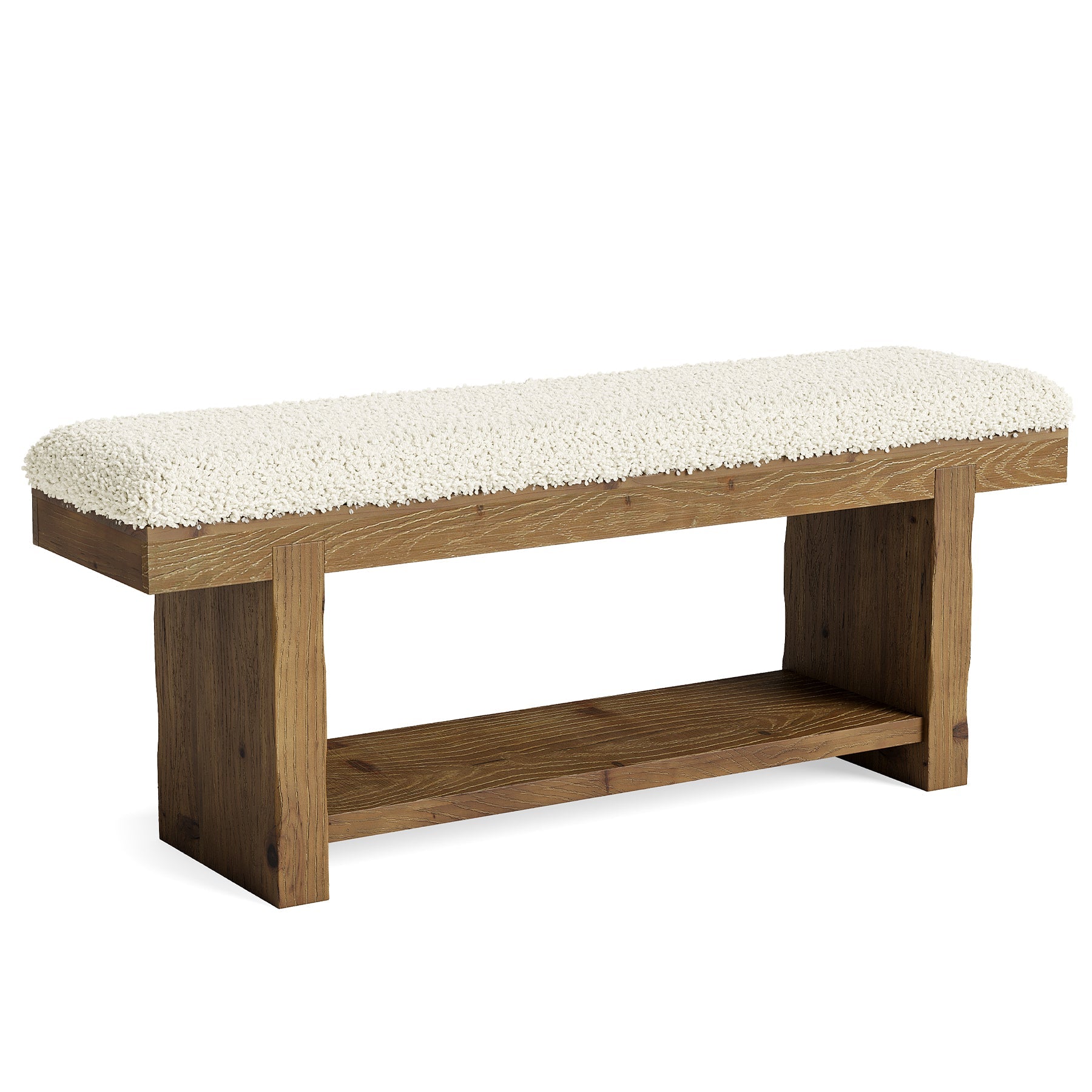 47.2" Solid Wood Entryway Bench, Upholstered Storage for Hallway