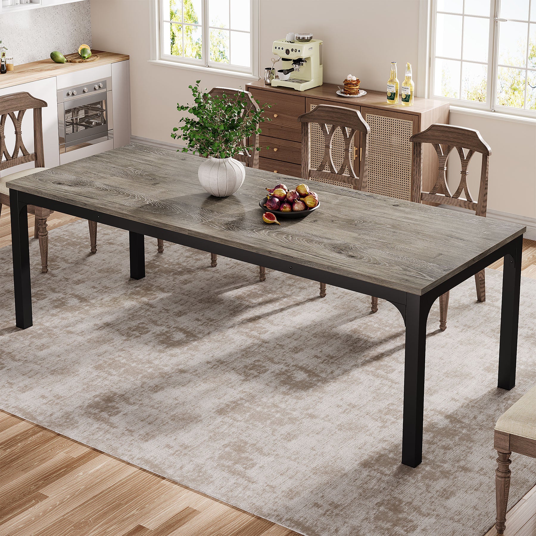 Rectangular Dining Table, 78 inch Long Kitchen Table for 6-8 People