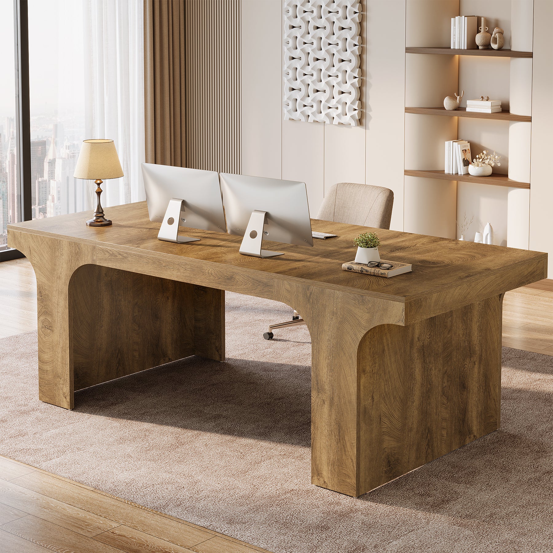 70.87" Executive Desk, Simple Computer Desk Conference Table for 6-8