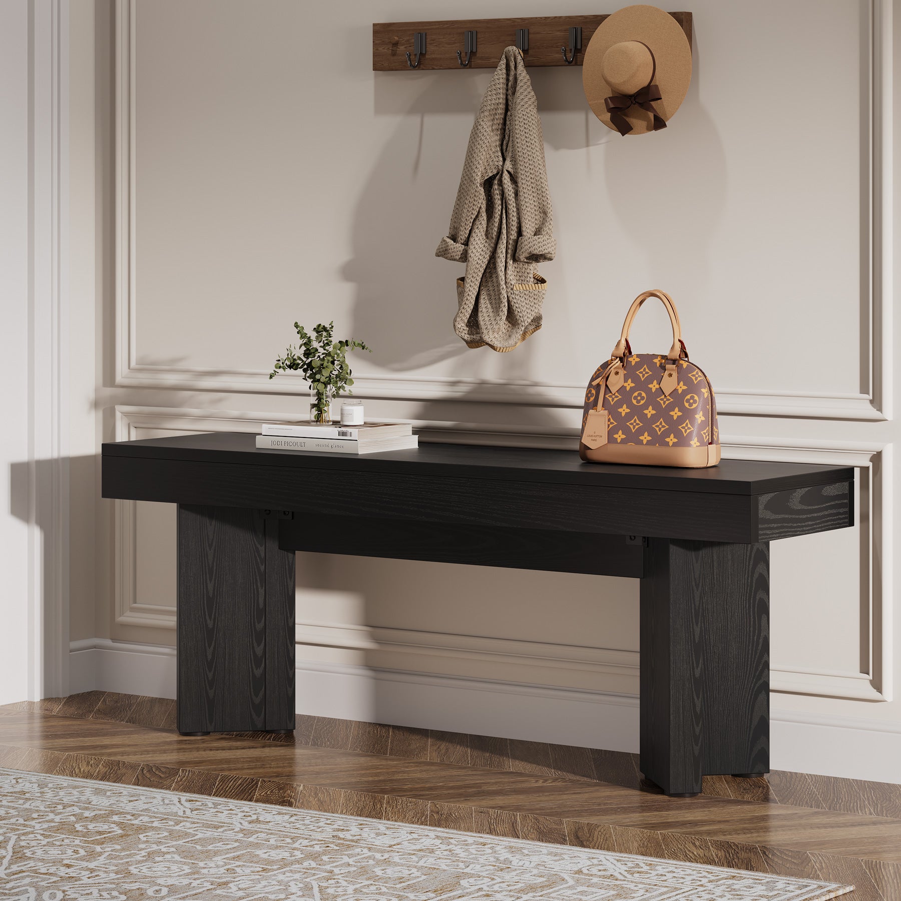 47" Entryway Bench, Farmhouse End of Bed Bench for Bedroom, Hallway