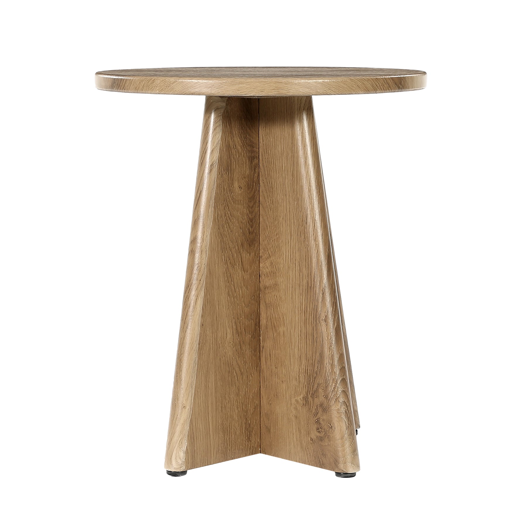 19.7" Round End Table, Farmhouse Side Table with Sculptural Base for Living Room