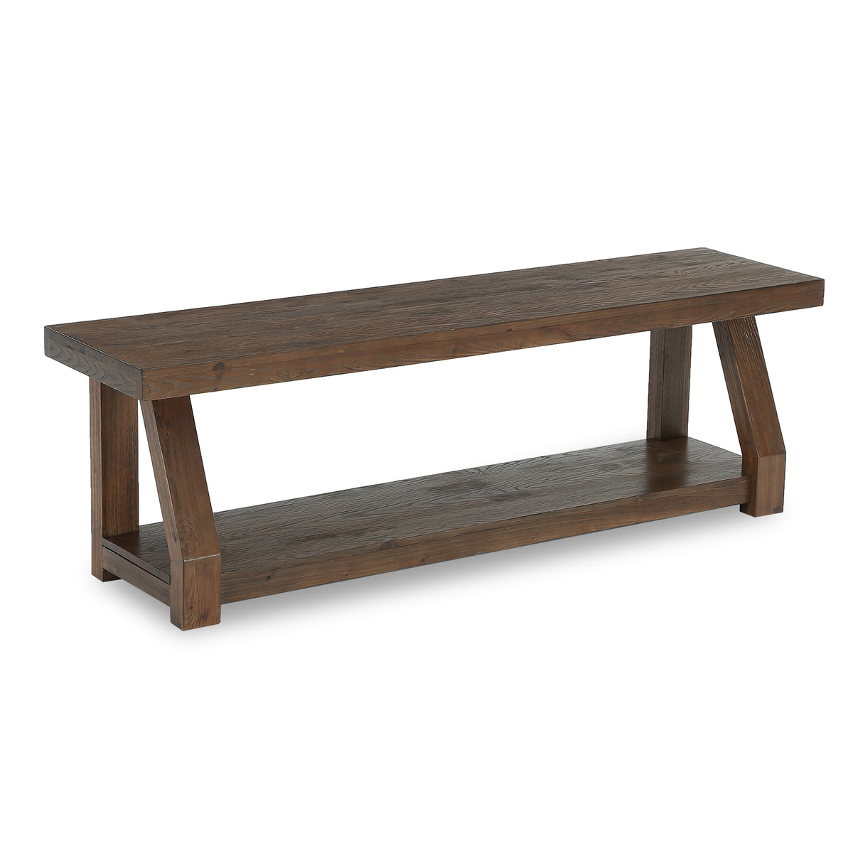 63" Solid Wood Entryway Bench with Storage, 2-Tier Shoe Bench for Hallway