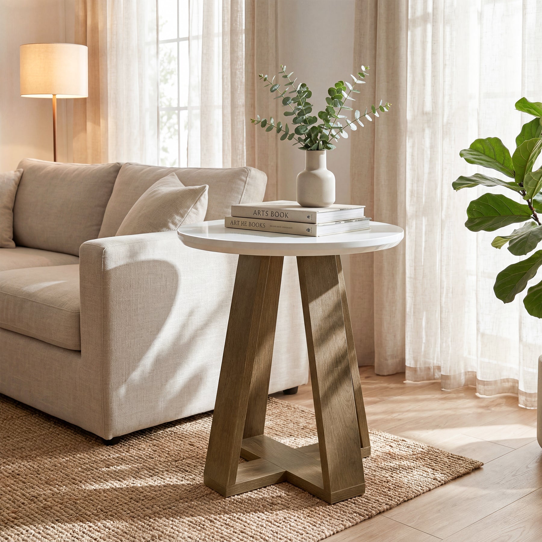 Round End Table, Modern Side Table Small Accent Table for Living Room