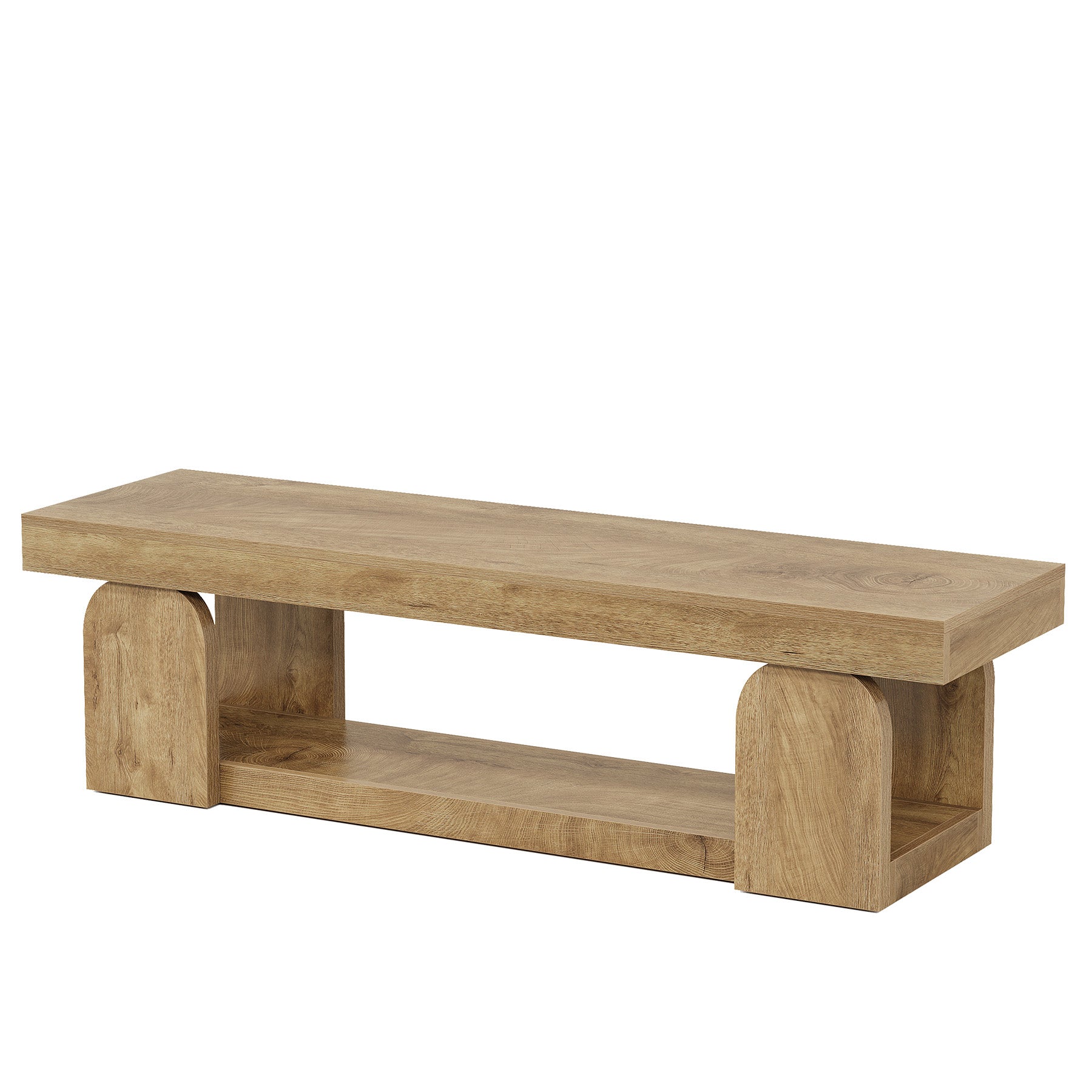 63" Entryway Bench, Farmhouse Shoe Bench with Storage Shelf for Bedroom, Hallway