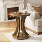 17.71" Round Side Table, Farmhouse Curved End Table for Small Spaces 3