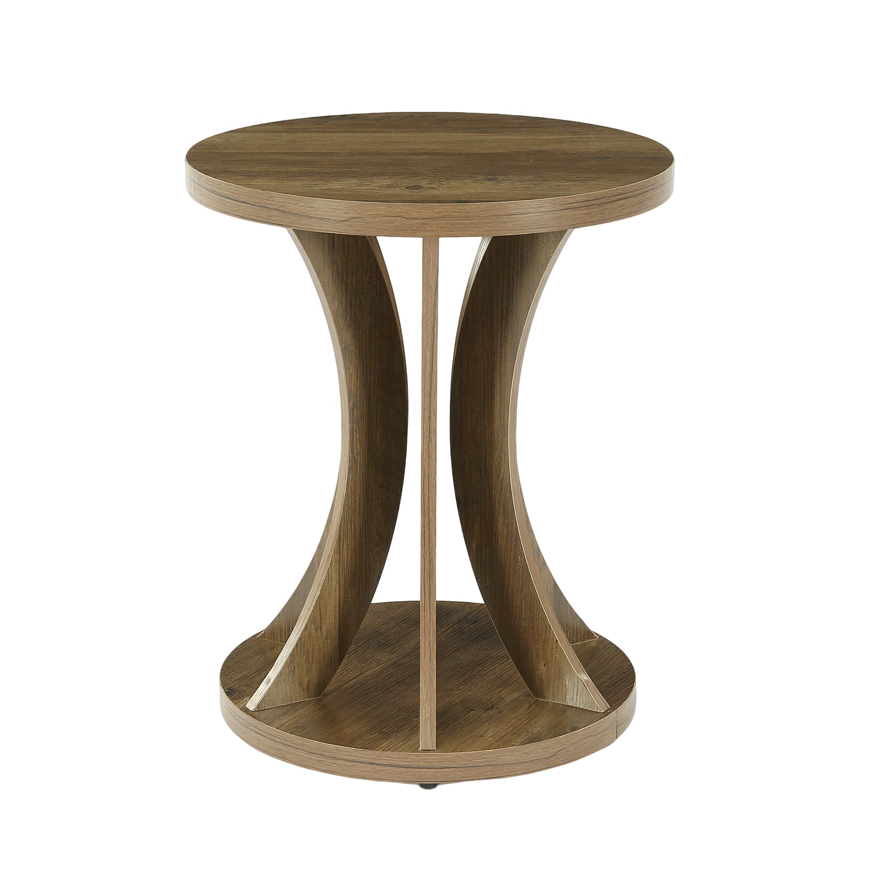 17.71" Round Side Table, Farmhouse Curved End Table for Small Spaces