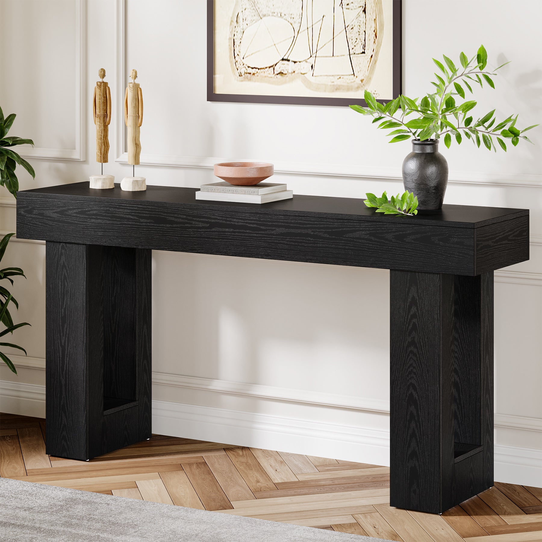 63-Inch Console Table, Farmhouse Wooden Sofa Table Entryway Table