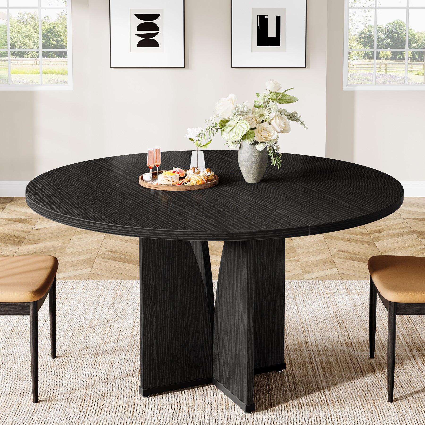 39" Wood Dining Table, Farmhouse Kitchen Table for 4 People