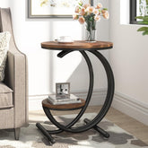 2-Tier End Table, Small Accent Side Table with C-Shaped Frame Tribesigns 3