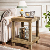 2 - Tier End Table, Square Side Table Nightstand with 2 Storage Shelves Tribesigns 3