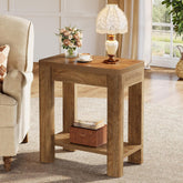 23.6" End Table, Farmhouse Wooden Side Table with Storage Shelf 3
