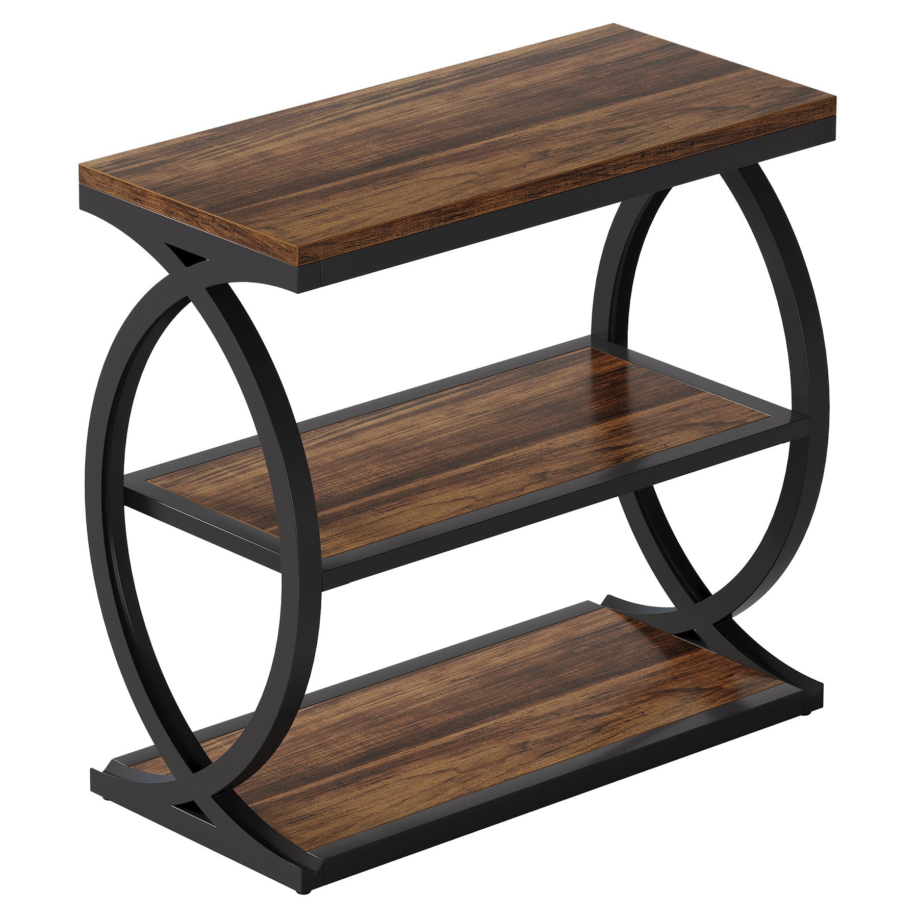23.6" End Table, Narrow 3 - Tier Side Table with Oval Metal Frame Tribesigns