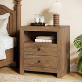 23.6" Nightstand, Rustic Bedside Table with 2 Storage Drawers Tribesigns 3