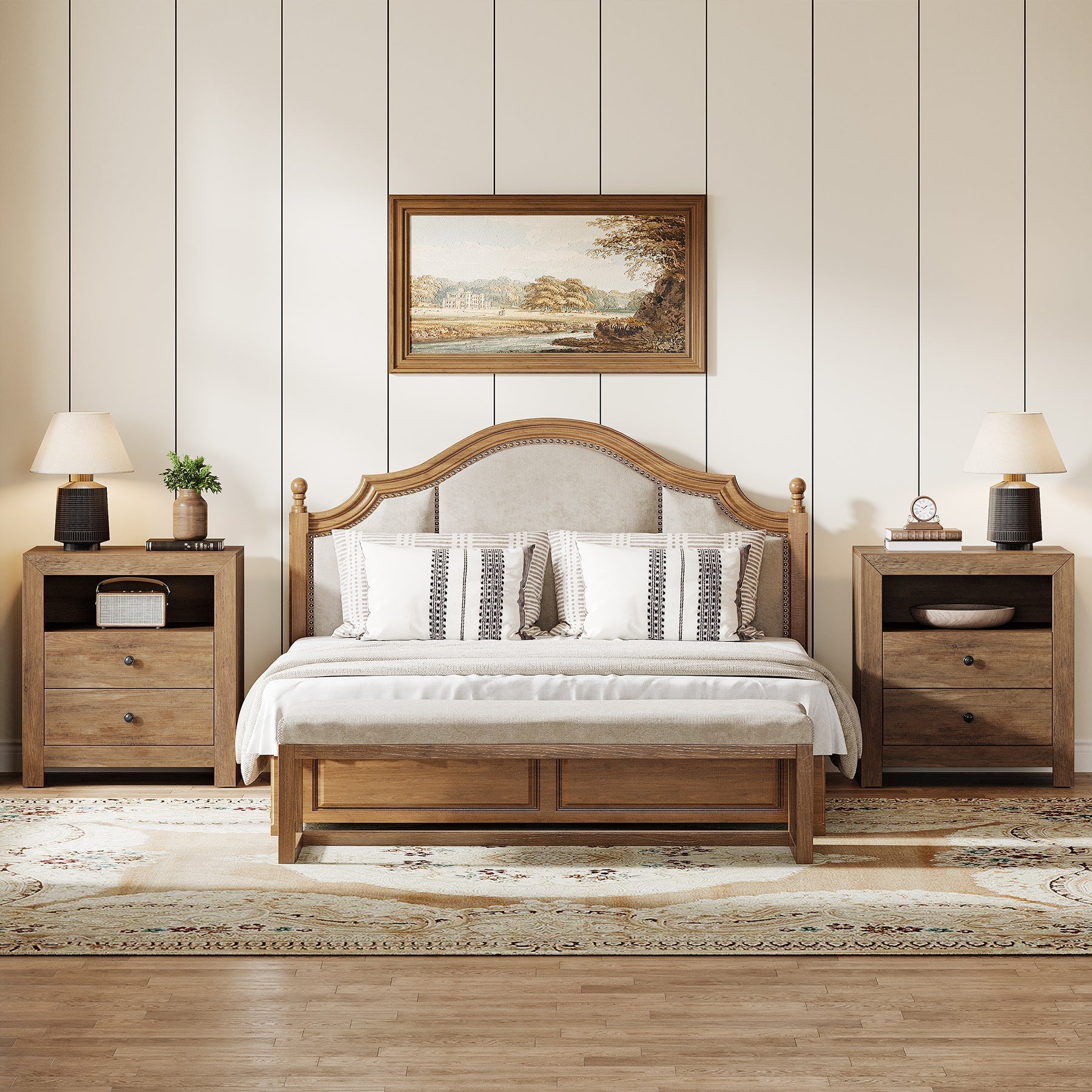 23.6" Nightstand, Rustic Bedside Table with 2 Storage Drawers Tribesigns