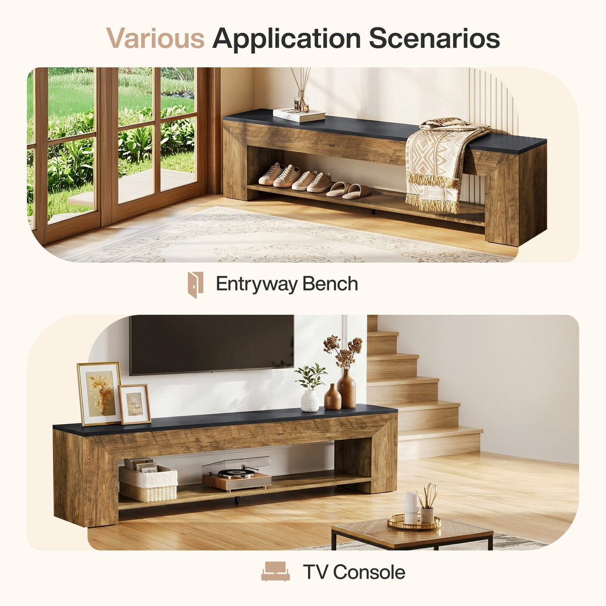 71" TV Stand, Large Entertainment Center with Shelf for TVs up to 80"