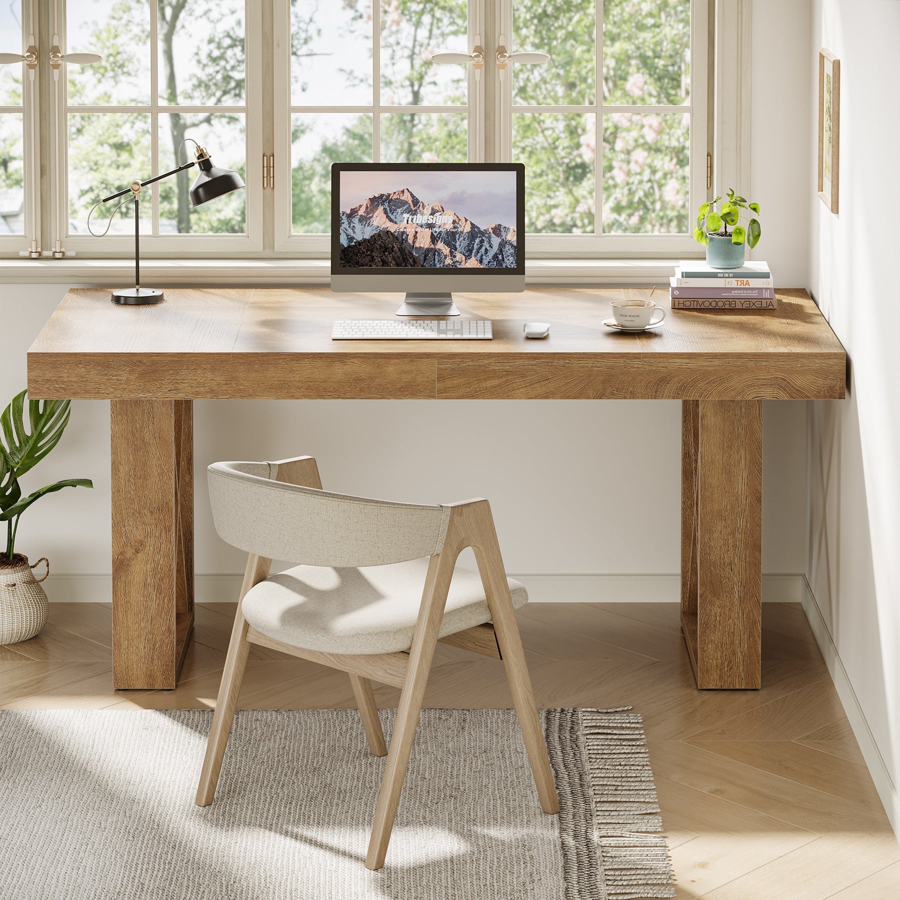 63" Computer Desk, Simple Executive Desk Writing Table for Home Office