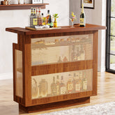 Bar Unit, 4-Tier Rattan Liquor Wine Bar Cabinet with Stemware Racks Tribesigns 3