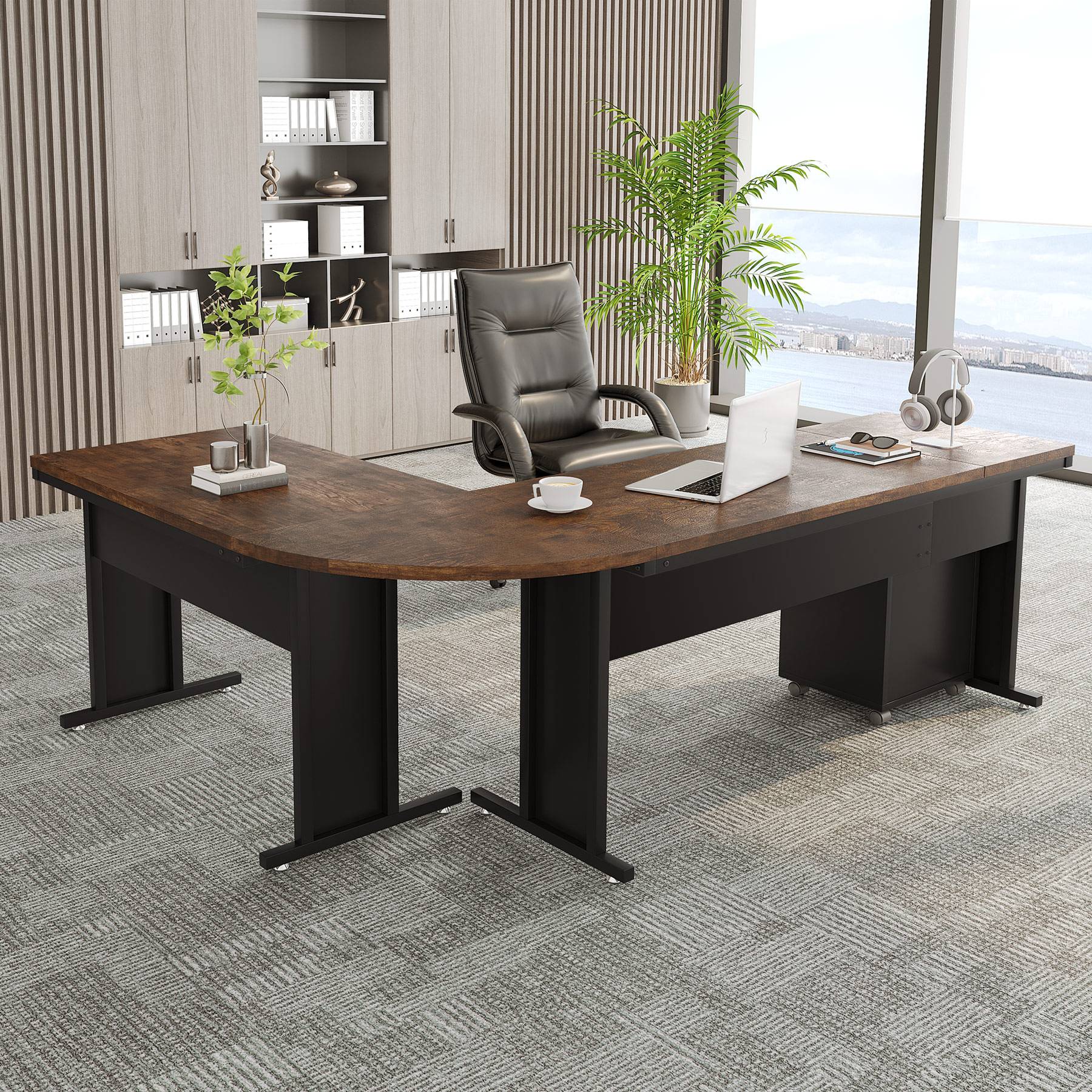 Tribesigns L-Shaped Desk, 83" Corner Executive Desk with Mobile File Cabinet Tribesigns