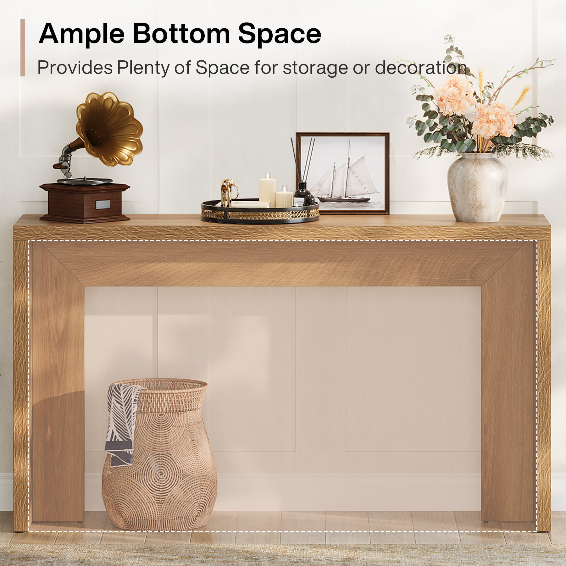 55" Farmhouse Console Table, Narrow Entryway Sofa Table for Living Room